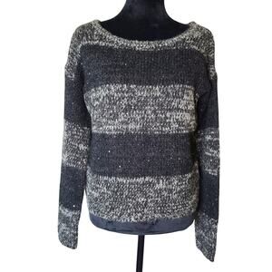 Loft Marbled Sequined Alpaca Wool Blend Knit Sweater Womens M Cozy Minimalist